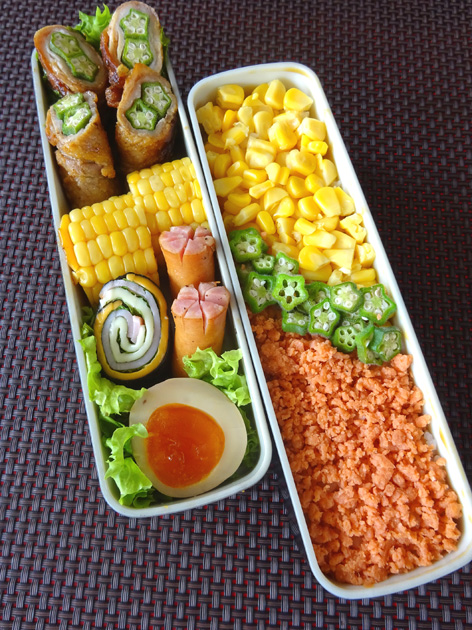 とうもろこしが主役のお弁当画像