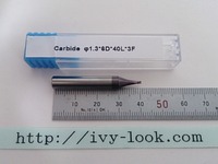  1.3mm 超硬カーバイト エンドミルカッター3枚刃   長さ40mm 軸6mm