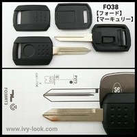 FO38  マーキュリー.フォード  トランスポンダーチップ用ブランクキー 2本セット  