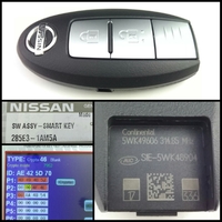 ムラーノZ51/フェアレディZ34 インテリジェントキー,シートポジションメモリー仕様、2ボタン 純正品番 285E3- 1AM5A　旧品番285E3-1AM0A  (スロット溝有り）