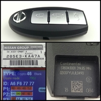 ティアナJ32 2010/07～トランク、ロック､アンロック、3ボタン インテリジェントキー純正品番285E3-KA47A 　年式2010/07～2013/12最終まで（スロット溝有り）