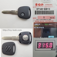スズキ　刻印無し　黒色トランスミッター　ID47 1ボタン　キーレスブランクキー　部品番号37145-63R10    1本、