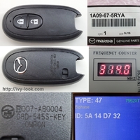品番1A09-67-5RYA　マツダ フレア（MJ34S型2012.10-2017.02）/スロスオーバー（MS31S.41S  2014.01-2020.01) 2ボタンスマートキー　１個    ［エマージェンシーキー付］