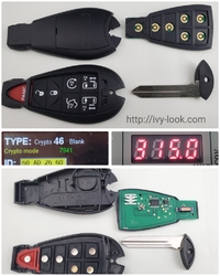 クライスラー/ジープ/ダッヂ フォビックキー 両側スライド6＋1パニックボタン ID46 315MHz 　(社外品)