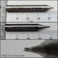 内溝ウェーブキー用 　先端1.2mm長さ40mm　3枚刃　カッター(材質:超硬Carbide)＆トレーサーガイド先端1.2mm長さ45mm(材質:HSS)　セット