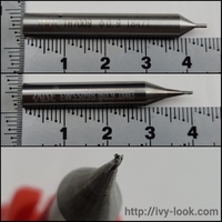 内溝ウェーブキー用 　先端0.9mm長さ40mm　3枚刃　カッター(材質:超硬Carbide)＆トレーサーガイド先端0.9mm長さ45mm(材質:HSS)　セット