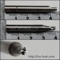 内溝ウェーブキー用 　先端3.0mm長さ40mm　4枚刃　カッター(材質:超硬Carbide)＆トレーサーガイド先端3.0mm長さ45mm(材質:HSS)　セット
