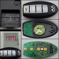 【中古未使用保管品】IDチップ無しツイストノブ用/315Mhz　輸入車　インフィニティ  卵型インテリジェントキー  トランク/パニック4ボタン 