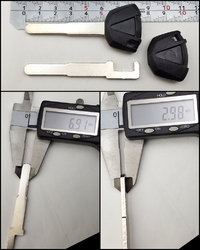 カワサキ 内溝 センター溝無し イモビライザーキー シェル  ２本セット(厚み約3mm 幅約7mm)
