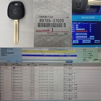 品番 89785-37020 日野ロゴ トヨタ純正 M 382 ドット刻印 ID67  マスターキー１本(MINI900読み68)