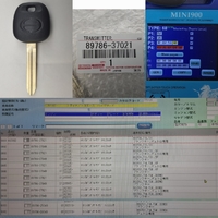 品番 89786-37021 日野ロゴ トヨタ純正 M 382 ドット刻印 ID67  濃いグレー サブキー１本(MINI900読み68マスター)