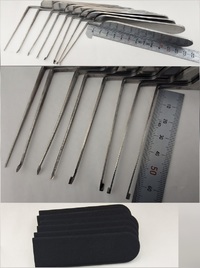 鍵穴の深いタイプ用　L型ピック解錠工具  先端8種類 8本セット 先端長約70mm  ロングタイプ     (先端の形状は画像でご確認下さい)