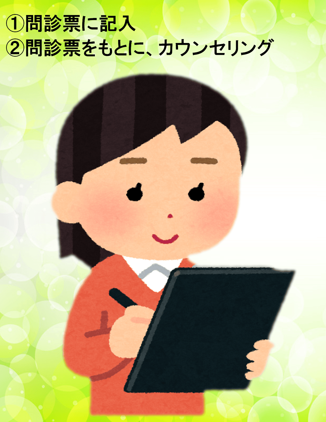 問診票の記入　カウンセリング　イラスト