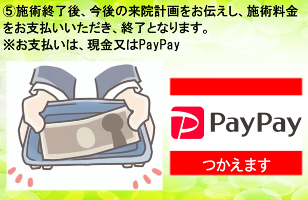 お支払いは、現金またはPayPay