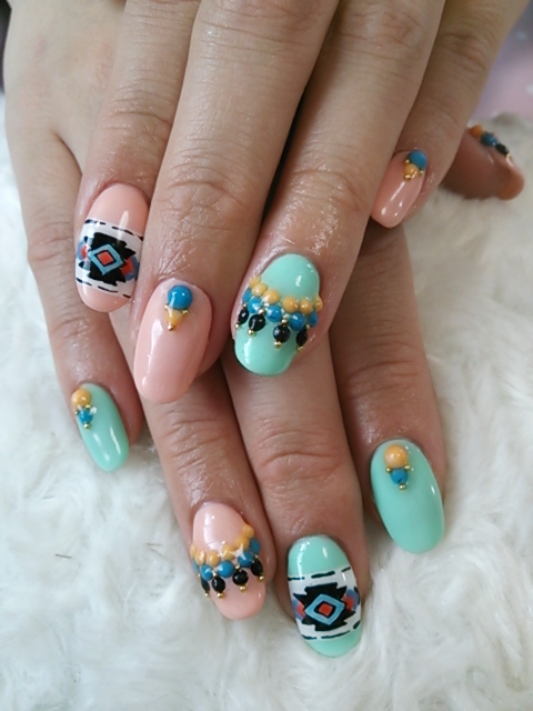 イタリアンラグ柄ネイル